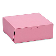 SCT Pink One-Piece Non-Window Bakery Box, 8 x 8 x 3, Pink, Paper, 250/Carton (0837)