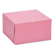 SCT Pink One-Piece Non-Window Bakery Box, 8 x 8 x 5, Pink, Paper, 100/Carton (0845)