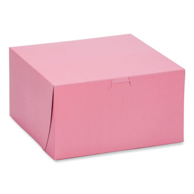 SCT Pink One-Piece Non-Window Bakery Box, 8 x 8 x 5, Pink, Paper, 100/Carton (0845)