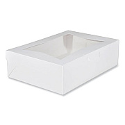 SCT White Window Bakery Boxes with Tuck-in Lid, 10 x 14 x 4, White, Paper, 100/Carton (23093)