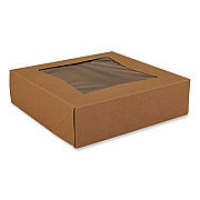 SCT Kraft Window Bakery Boxes, 9 x 9 x 2.5, Brown, Paper, 200/Carton (24133K)