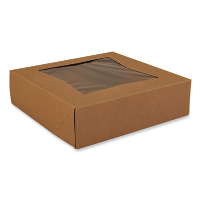 SCT Kraft Window Bakery Boxes, 9 x 9 x 2.5, Brown, Paper, 200/Carton (24133K)