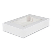 SCT White Window Bakery Boxes with Attached Flip Top, 6-Corner Beers Design, 12 x 8 x 2.25, White, Paper, 200/Carton (24343)