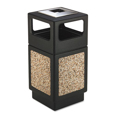 Safco Canmeleon Aggregate Panel Receptacles, 38 gal, Polyethylene/Stainless Steel, Black (9473NC)
