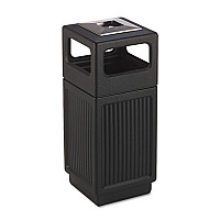 Safco Canmeleon Recessed Panel Receptacles, 15 gal, Polyethylene, Black (9474BL)