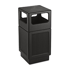 Safco Canmeleon Recessed Panel Receptacles, Side-Open, 38 gal, Polyethylene, Black (9476BL)