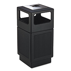 Safco Canmeleon Recessed Panel Receptacles, 38 gal, Polyethylene, Black (9477BL)