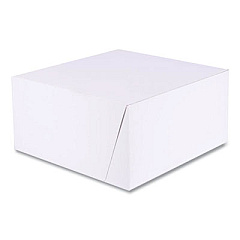 SCT White One-Piece Non-Window Bakery Boxes, Standard, 10 x 10 x 5, White/Brown, Paper, 100/Bundle (1576)