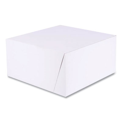 SCT White One-Piece Non-Window Bakery Boxes, Standard, 10 x 10 x 5, White/Brown, Paper, 100/Bundle (1576)