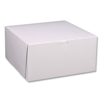 SCT White One-Piece Non-Window Bakery Boxes, Standard, 12 x 12 x 6, White/Brown, Paper, 50/Bundle (1589)