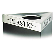 Safco Triangular Lid for Trifecta Receptacle, Laser Cut "PLASTIC" Inscription, 20w x 20d x 3h, Stainless Steel (9560PC)