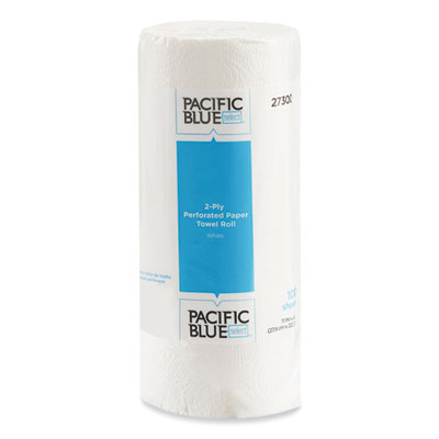 Georgia Pacific Professional Pacific Blue Select Two-Ply Perforated Paper Kitchen Roll Towels, 2-Ply, 11 x 8.88, White, 100/Roll (27300RL)