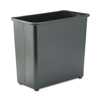 Safco Square and Rectangular Wastebasket, 27.5 qt, Steel, Black (9616BL)