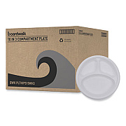 Boardwalk Hi-Impact Plastic Dinnerware, 3-Compartment Plate, 10" dia, White, 500/Carton (PLTHIPS10WH3)