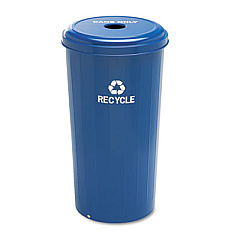Safco Tall Recycling Receptacle for Cans, Round, Steel, 20 gal, Recycling Blue (9632BU)