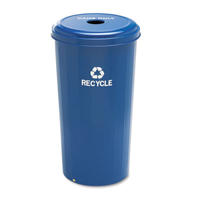 Safco Tall Recycling Receptacle for Cans, Round, Steel, 20 gal, Recycling Blue (9632BU)