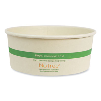 World Centric No Tree Wide Paper Bowls, 24 oz, 5.9" Diameter x 2.4" h, Natural, Sugarcane, 300/Carton (BONT24W)