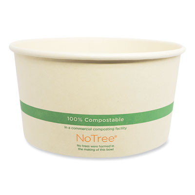 World Centric No Tree Wide Paper Bowls, 32 oz, 5.9" Diameter x 3.1" h, Natural, Sugarcane, 300/Carton (BONT32W)
