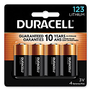 Duracell Specialty High-Power Lithium Batteries, 123, 3 V, 4/Pack (DL123AB4PK)