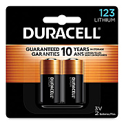 Duracell Specialty High-Power Lithium Battery, 123, 3 V, 2/Pack (DL123AB2BPK)