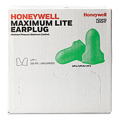 Howard Leight by Honeywell MAXIMUM Lite Single-Use Earplugs, Cordless, 30NRR, Green, 200 Pairs (LPF1)