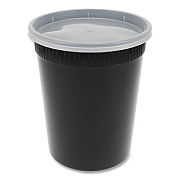 Pactiv Evergreen Newspring DELItainer Microwavable Container, 32 oz, 4.55 x 4.55 x 5.55, Black/Clear, Plastic, 240/Carton (YSD2532B)