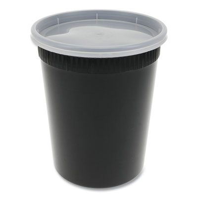 Pactiv Evergreen Newspring DELItainer Microwavable Container, 32 oz, 4.55 x 4.55 x 5.55, Black/Clear, Plastic, 240/Carton (YSD2532B)