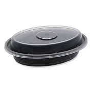 Pactiv Evergreen Newspring VERSAtainer Microwavable Containers, Oval, 6 oz, 5.7 x 4 x 1.5, Black/Clear, Plastic, 150/Carton (OC06B)