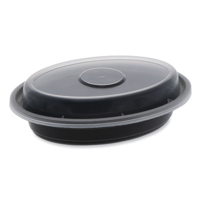 Pactiv Evergreen Newspring VERSAtainer Microwavable Containers, Oval, 6 oz, 5.7 x 4 x 1.5, Black/Clear, Plastic, 150/Carton (OC06B)