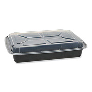 Pactiv Evergreen Newspring VERSAtainer Microwavable Containers, Rectangular, 58 oz, 11.5 x 8.5 x 2.5, Black/Clear, Plastic, 150/Carton (NC989B)