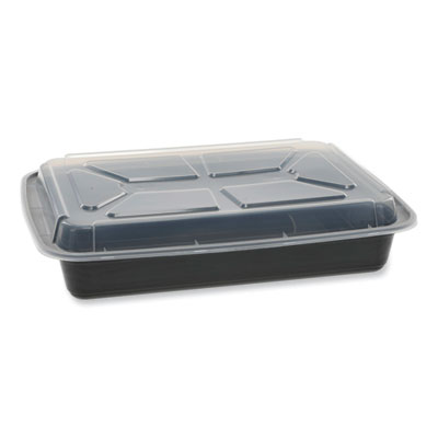 Pactiv Evergreen Newspring VERSAtainer Microwavable Containers, Rectangular, 58 oz, 11.5 x 8.5 x 2.5, Black/Clear, Plastic, 150/Carton (NC989B)