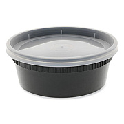 Pactiv Evergreen Newspring DELItainer Microwavable Container, 8 oz, 4.7 x 4.7 x 1.8, Black/Clear, Plastic, 240/Carton (YL2508B)