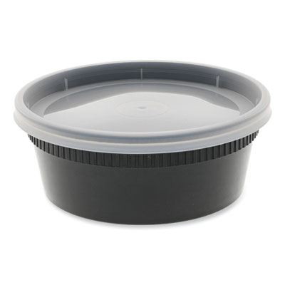Pactiv Evergreen Newspring DELItainer Microwavable Container, 8 oz, 4.7 x 4.7 x 1.8, Black/Clear, Plastic, 240/Carton (YL2508B)