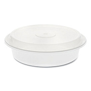 Pactiv Evergreen Newspring VERSAtainer Microwavable Containers, Round, 35 oz, 8 x 8 x 2.5, White/Clear, Plastic, 150/Carton (NC737)