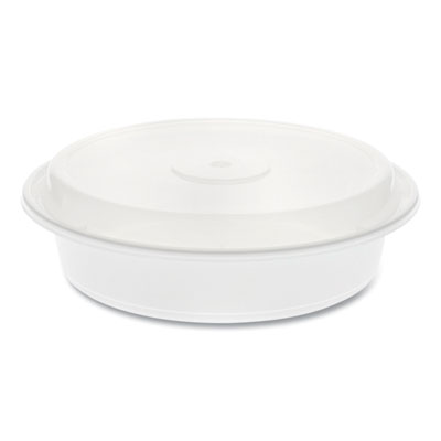 Pactiv Evergreen Newspring VERSAtainer Microwavable Containers, Round, 35 oz, 8 x 8 x 2.5, White/Clear, Plastic, 150/Carton (NC737)