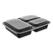 Pactiv Evergreen Newspring DELItainer Microwavable Container, 32 oz, 7.57 x 9.9 x 2.1, Black/Clear, Plastic, 150/Carton (NC333B)