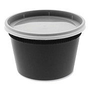 Pactiv Evergreen Newspring DELItainer Microwavable Container, 16 oz, 4.7 x 4.7 x 3.1, Black/Clear, Plastic, 240/Carton (YSD2516B)