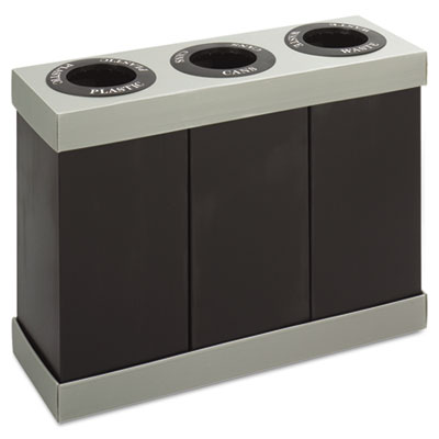 Safco At-Your-Disposal Recycling Center, Three 84 gal Bins, Polyethylene, Black (9798BL)