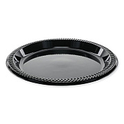Pactiv Evergreen Meadoware Impact Plastic Dinnerware, Plate, 8.9" dia, Black, 400/Carton (YMI9E)