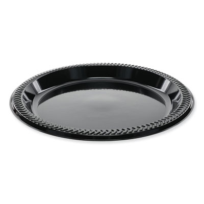 Pactiv Evergreen Meadoware Impact Plastic Dinnerware, Plate, 8.9" dia, Black, 400/Carton (YMI9E)