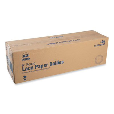 AmerCareRoyal Lace Doilies, Round, 6", White, 10,000/Carton (LD6)