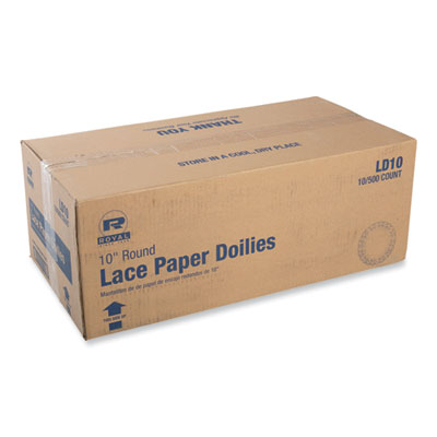 AmerCareRoyal Lace Doilies, Round, 10", White, 5,000/Carton (LD10)