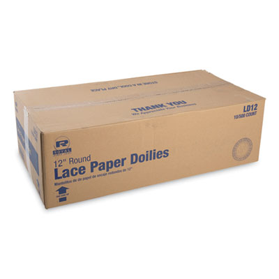 AmerCareRoyal Lace Doilies, Round, 12", White, 5,000/Carton (LD12)