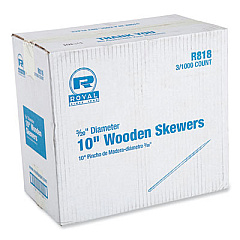 AmerCareRoyal Wooden Skewers, 10", Natural, 1,000/Box, 3 Boxes/Carton (R818)