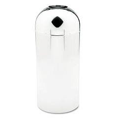 Safco Dome Top Receptacle with Open Top, 15 gal, Steel, Chrome (9875)