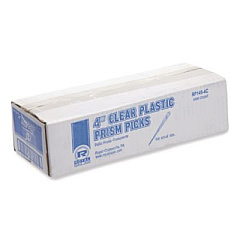AmerCareRoyal Prism Picks, Plastic, 4", Clear, 500/Box, 5 Boxes/Carton (RP1494C)