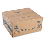 AmerCareRoyal T-Shirt Bags, Cut-Out Handles, 11.5" x 6.5" x 21.5", Black, 1,000/Carton (RPPBB6)