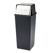 Safco Reflections Push Top Square Receptacle, 21 gal, Steel, Black/Chrome (9893)