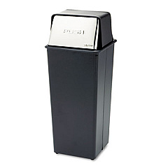 Safco Reflections Push Top Square Receptacle, 21 gal, Steel, Black/Chrome (9893)