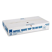 AmerCareRoyal Wave Top To-Go Bags, Take-Out Labeling, Cut-Out Handles, 19" x 9.5" x 19", White/Blue/Red, 500/Carton (RPWB1919)